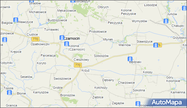 mapa Soboszów, Soboszów na mapie Targeo