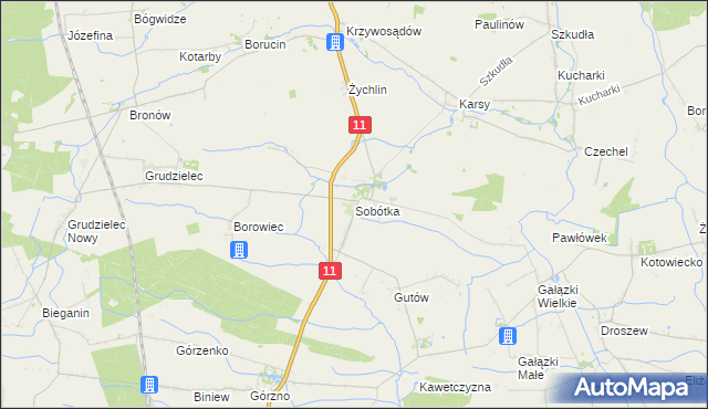 mapa Sobótka gmina Ostrów Wielkopolski, Sobótka gmina Ostrów Wielkopolski na mapie Targeo