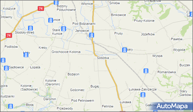 mapa Sobótka gmina Ożarów, Sobótka gmina Ożarów na mapie Targeo