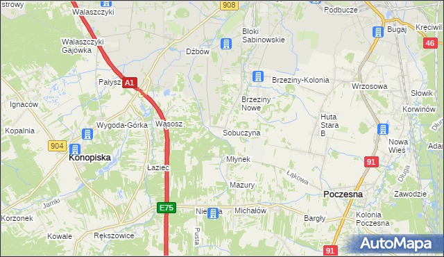 mapa Sobuczyna, Sobuczyna na mapie Targeo