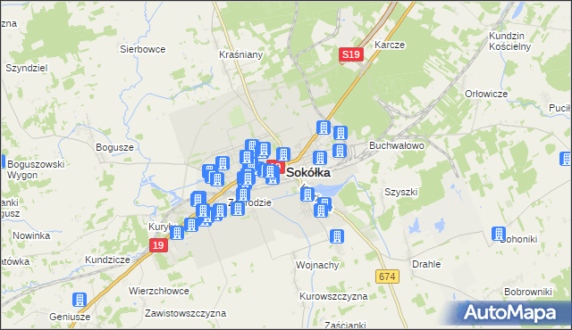 mapa Sokółka, Sokółka na mapie Targeo