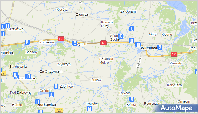 mapa Sokolniki Mokre, Sokolniki Mokre na mapie Targeo