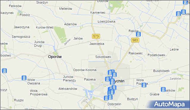 mapa Sokołówek gmina Żychlin, Sokołówek gmina Żychlin na mapie Targeo