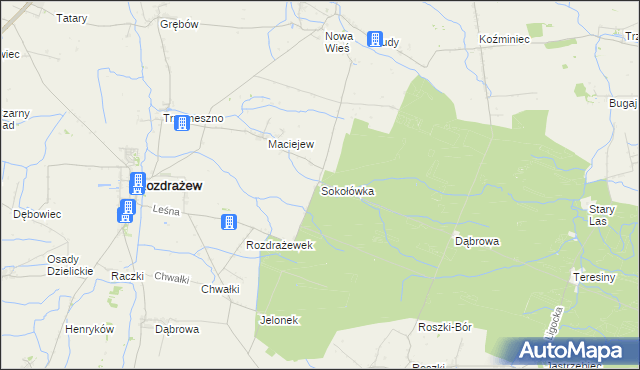 mapa Sokołówka gmina Krotoszyn, Sokołówka gmina Krotoszyn na mapie Targeo