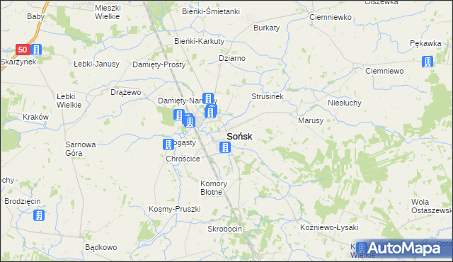 mapa Sońsk, Sońsk na mapie Targeo