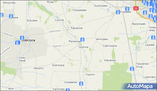 mapa Sośnica gmina Dobrzyca, Sośnica gmina Dobrzyca na mapie Targeo