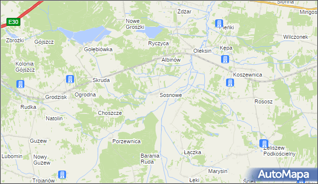 mapa Sosnowe, Sosnowe na mapie Targeo