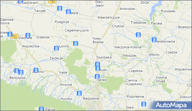 mapa Sosnówka gmina Nowa Słupia, Sosnówka gmina Nowa Słupia na mapie Targeo