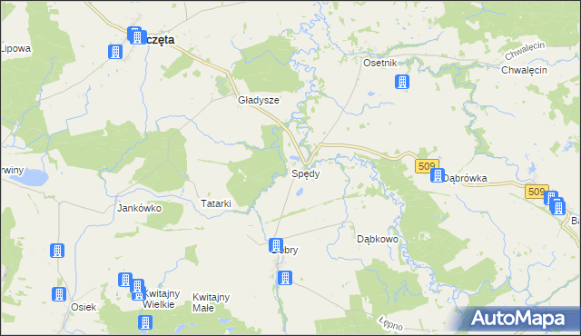 mapa Spędy, Spędy na mapie Targeo