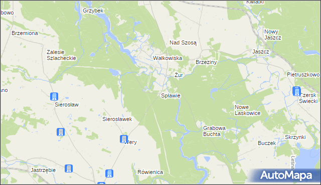 mapa Spławie gmina Drzycim, Spławie gmina Drzycim na mapie Targeo