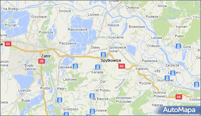mapa Spytkowice powiat wadowicki, Spytkowice powiat wadowicki na mapie Targeo