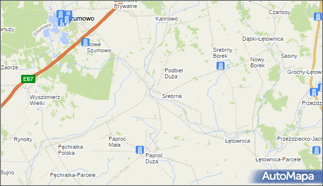 mapa Srebrna gmina Szumowo, Srebrna gmina Szumowo na mapie Targeo