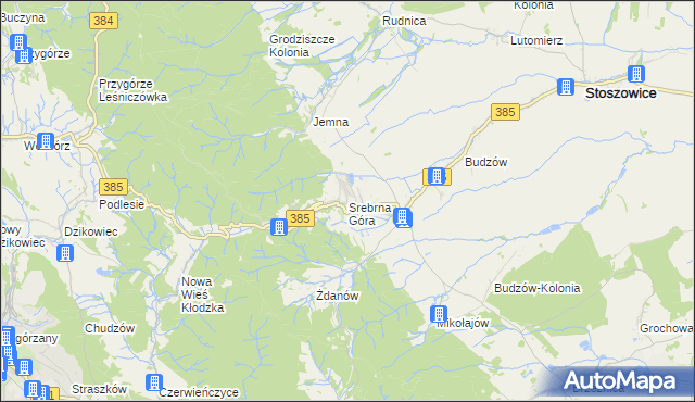 mapa Srebrna Góra gmina Stoszowice, Srebrna Góra gmina Stoszowice na mapie Targeo