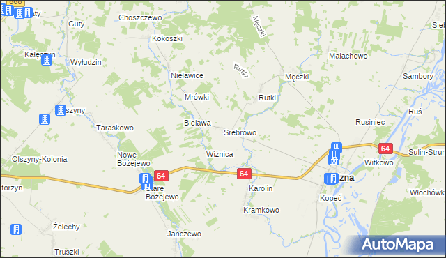 mapa Srebrowo, Srebrowo na mapie Targeo