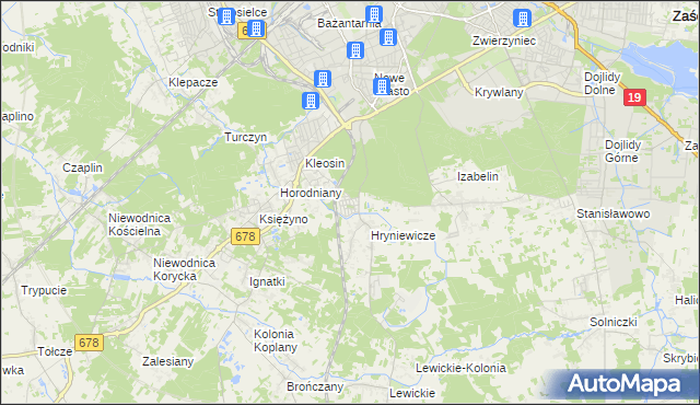 mapa Śródlesie gmina Juchnowiec Kościelny, Śródlesie gmina Juchnowiec Kościelny na mapie Targeo