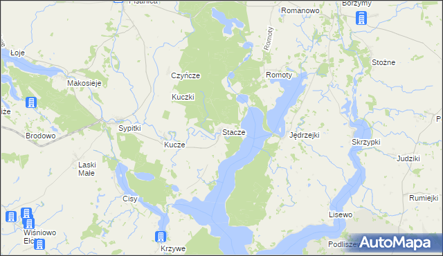 mapa Stacze gmina Kalinowo, Stacze gmina Kalinowo na mapie Targeo