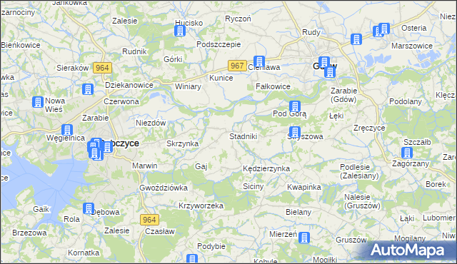 mapa Stadniki gmina Dobczyce, Stadniki gmina Dobczyce na mapie Targeo