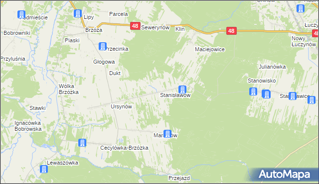 mapa Stanisławów gmina Głowaczów, Stanisławów gmina Głowaczów na mapie Targeo