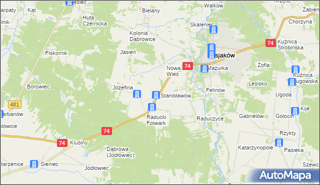 mapa Stanisławów gmina Osjaków, Stanisławów gmina Osjaków na mapie Targeo