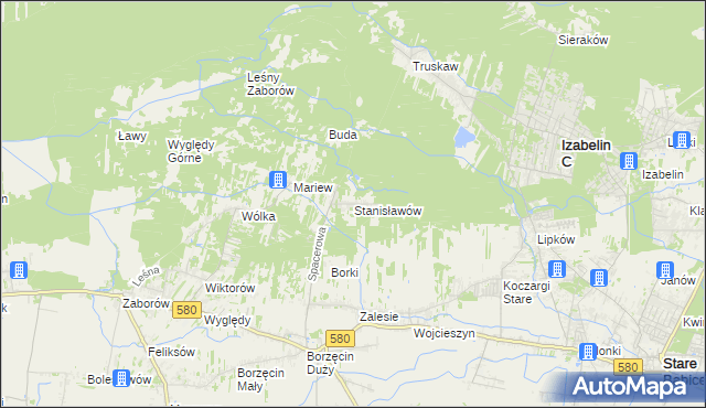 mapa Stanisławów gmina Stare Babice, Stanisławów gmina Stare Babice na mapie Targeo