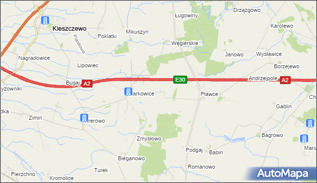mapa Staniszewo gmina Środa Wielkopolska, Staniszewo gmina Środa Wielkopolska na mapie Targeo