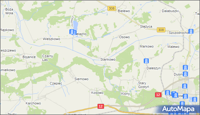 mapa Stankowo gmina Gostyń, Stankowo gmina Gostyń na mapie Targeo