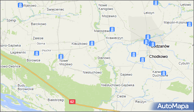 mapa Stanowo gmina Bodzanów, Stanowo gmina Bodzanów na mapie Targeo