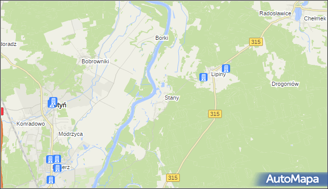 mapa Stany gmina Nowa Sól, Stany gmina Nowa Sól na mapie Targeo