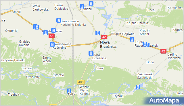 mapa Stara Brzeźnica, Stara Brzeźnica na mapie Targeo