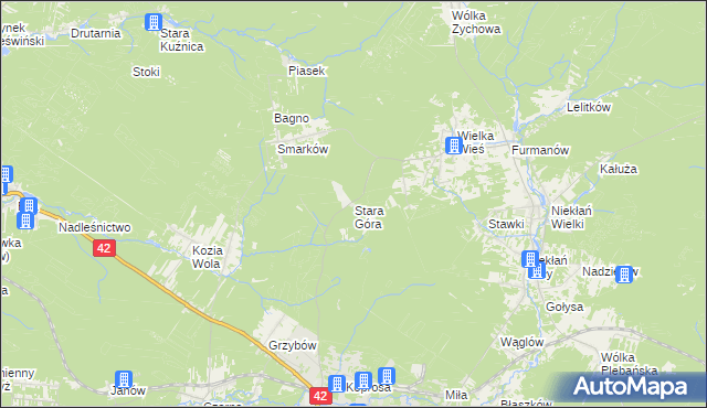 mapa Stara Góra gmina Stąporków, Stara Góra gmina Stąporków na mapie Targeo