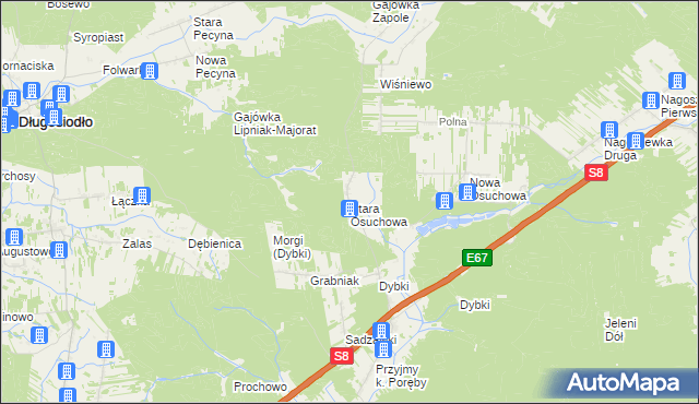mapa Stara Osuchowa, Stara Osuchowa na mapie Targeo