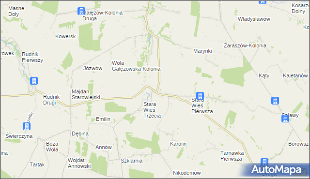 mapa Stara Wieś Druga gmina Bychawa, Stara Wieś Druga gmina Bychawa na mapie Targeo