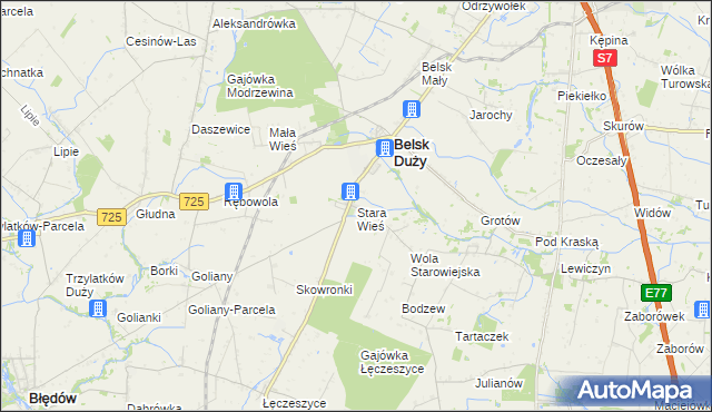 mapa Stara Wieś gmina Belsk Duży, Stara Wieś gmina Belsk Duży na mapie Targeo