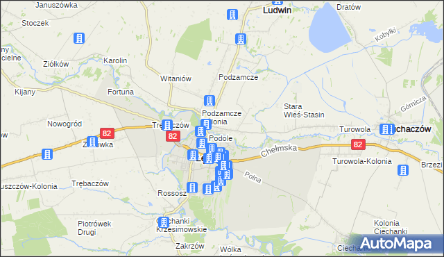mapa Stara Wieś gmina Łęczna, Stara Wieś gmina Łęczna na mapie Targeo