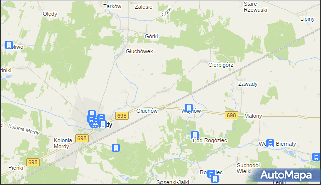 mapa Stara Wieś gmina Mordy, Stara Wieś gmina Mordy na mapie Targeo