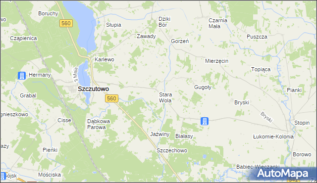 mapa Stara Wola gmina Szczutowo, Stara Wola gmina Szczutowo na mapie Targeo