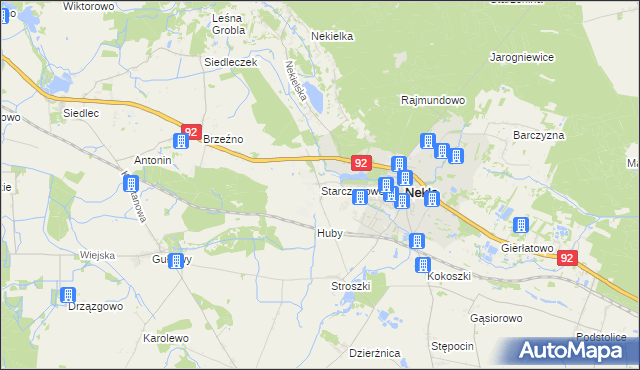 mapa Starczanowo gmina Nekla, Starczanowo gmina Nekla na mapie Targeo