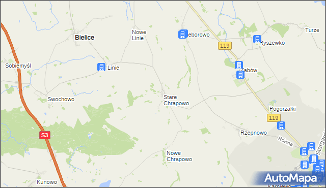 mapa Stare Chrapowo, Stare Chrapowo na mapie Targeo