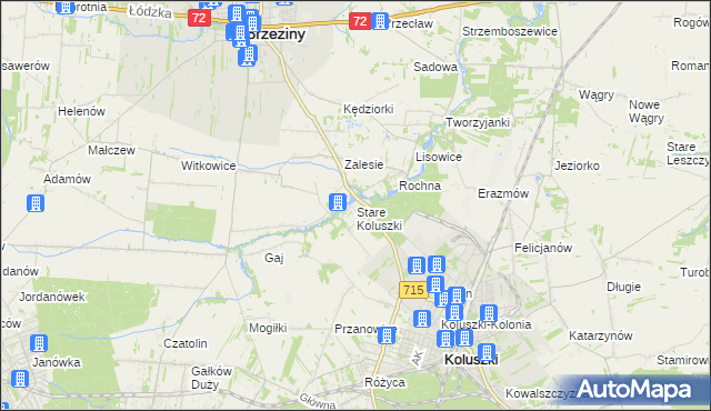 mapa Stare Koluszki, Stare Koluszki na mapie Targeo