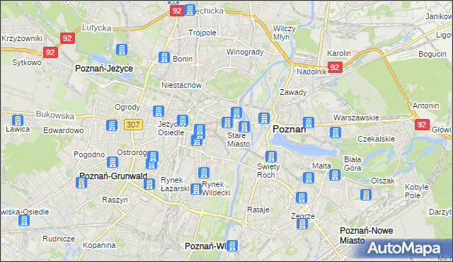 mapa Stare Miasto gmina Poznań, Stare Miasto gmina Poznań na mapie Targeo