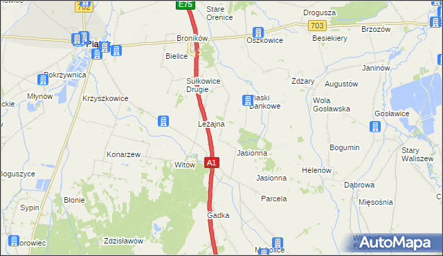 mapa Stare Piaski gmina Piątek, Stare Piaski gmina Piątek na mapie Targeo