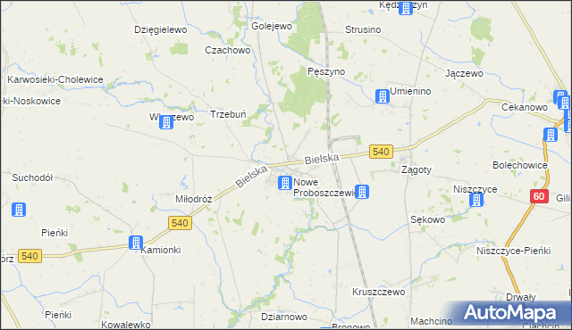 mapa Stare Proboszczewice, Stare Proboszczewice na mapie Targeo