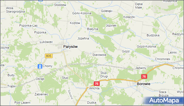 mapa Starowola gmina Parysów, Starowola gmina Parysów na mapie Targeo