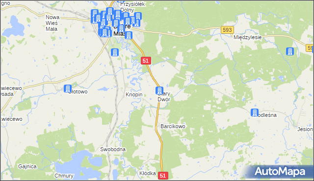 mapa Stary Dwór gmina Dobre Miasto, Stary Dwór gmina Dobre Miasto na mapie Targeo