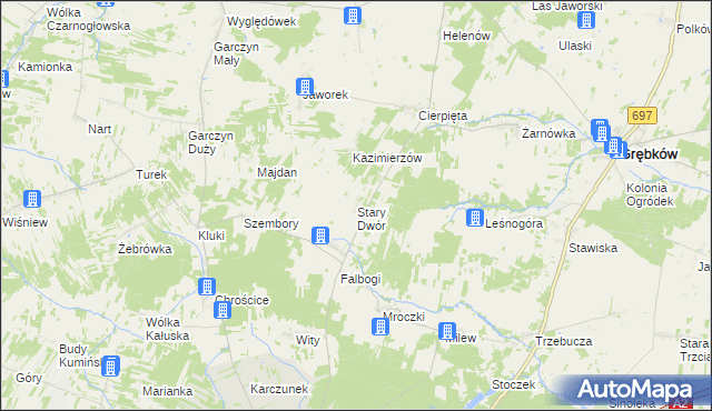 mapa Stary Dwór gmina Wierzbno, Stary Dwór gmina Wierzbno na mapie Targeo