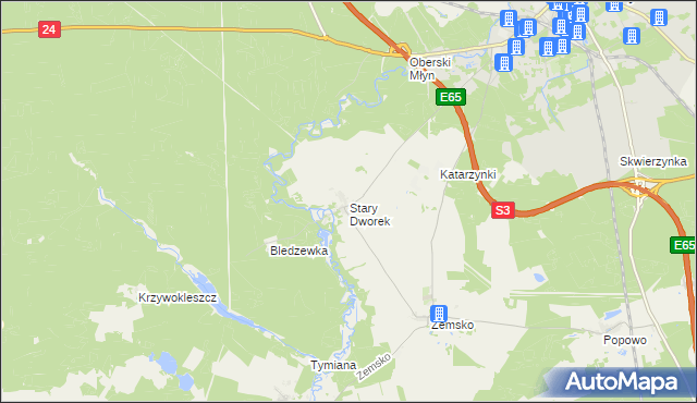 mapa Stary Dworek, Stary Dworek na mapie Targeo