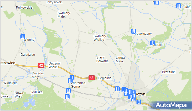 mapa Stary Folwark gmina Wołczyn, Stary Folwark gmina Wołczyn na mapie Targeo