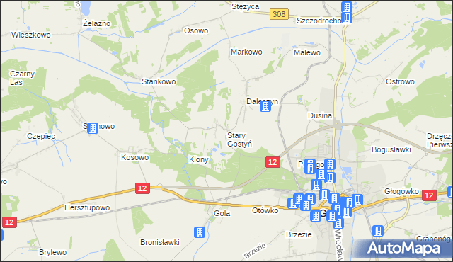 mapa Stary Gostyń, Stary Gostyń na mapie Targeo