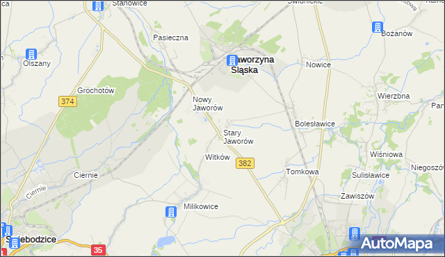 mapa Stary Jaworów, Stary Jaworów na mapie Targeo