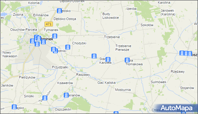 mapa Stary Karolew, Stary Karolew na mapie Targeo